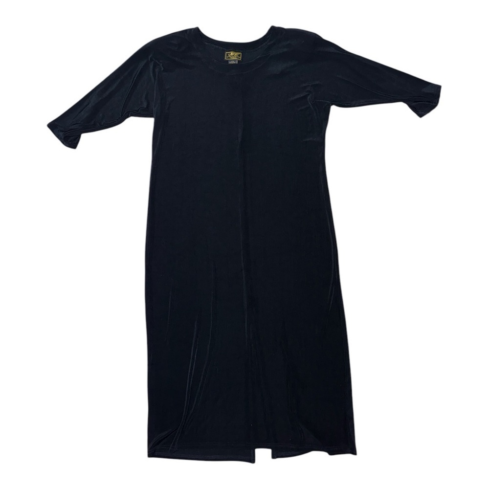 Black Sheath Dress with 3/4 Dolman Sleeves and Scoop Neck - Picture 2 of 4